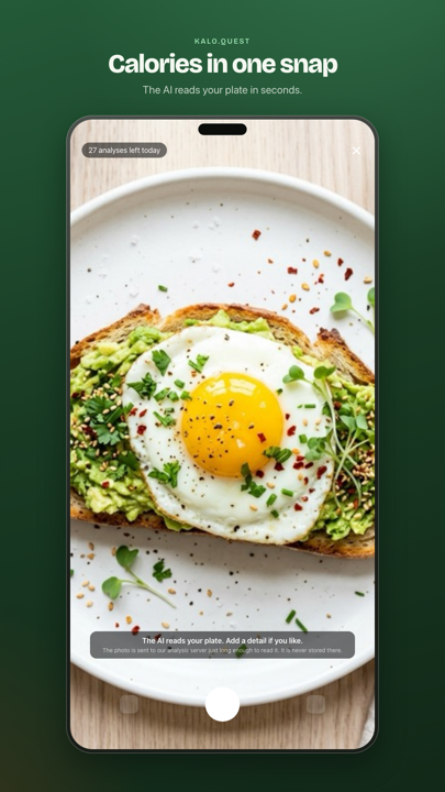 Kalo.Quest app analyzing a meal photo